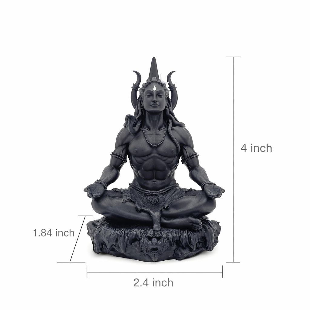 3D Printed Lord Shiva Meditating Statue – Premium Black Finish Decorative Idol