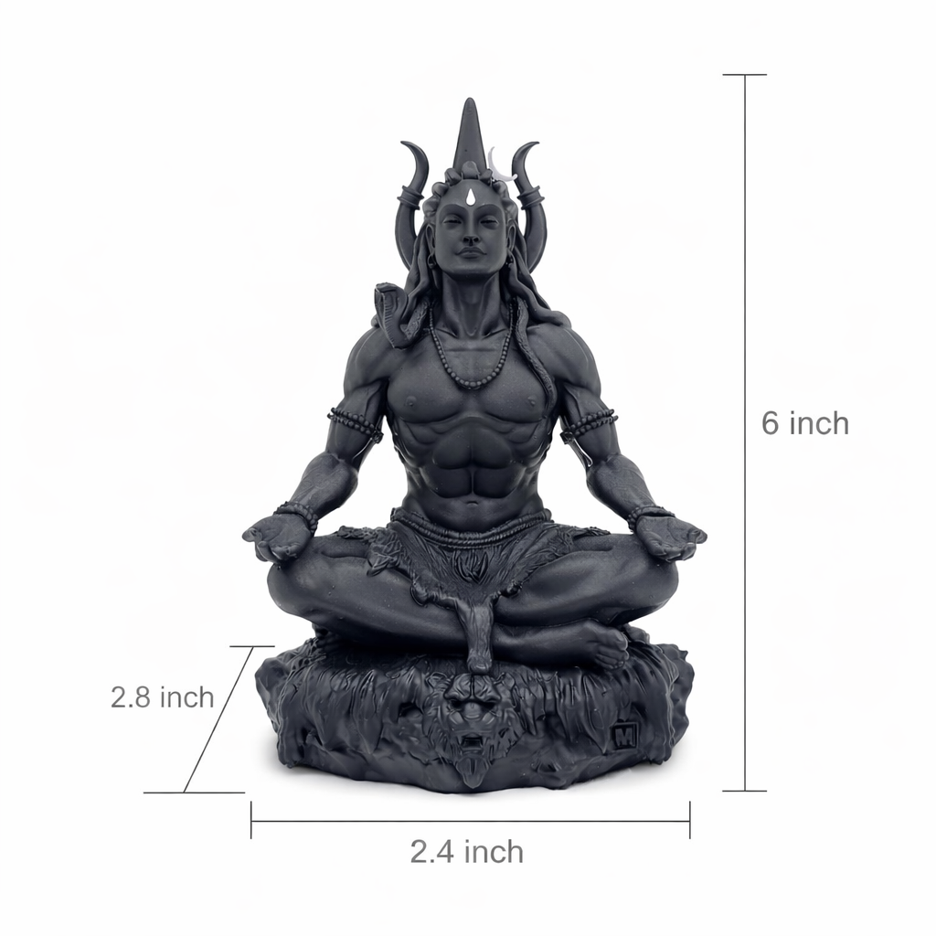 3D Printed Lord Shiva Meditating Statue – Premium Black Finish Decorative Idol