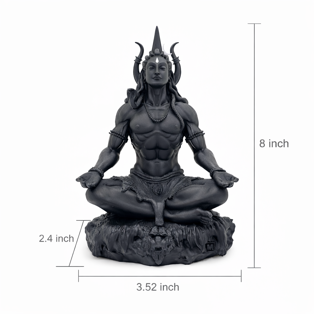 3D Printed Lord Shiva Meditating Statue – Premium Black Finish Decorative Idol