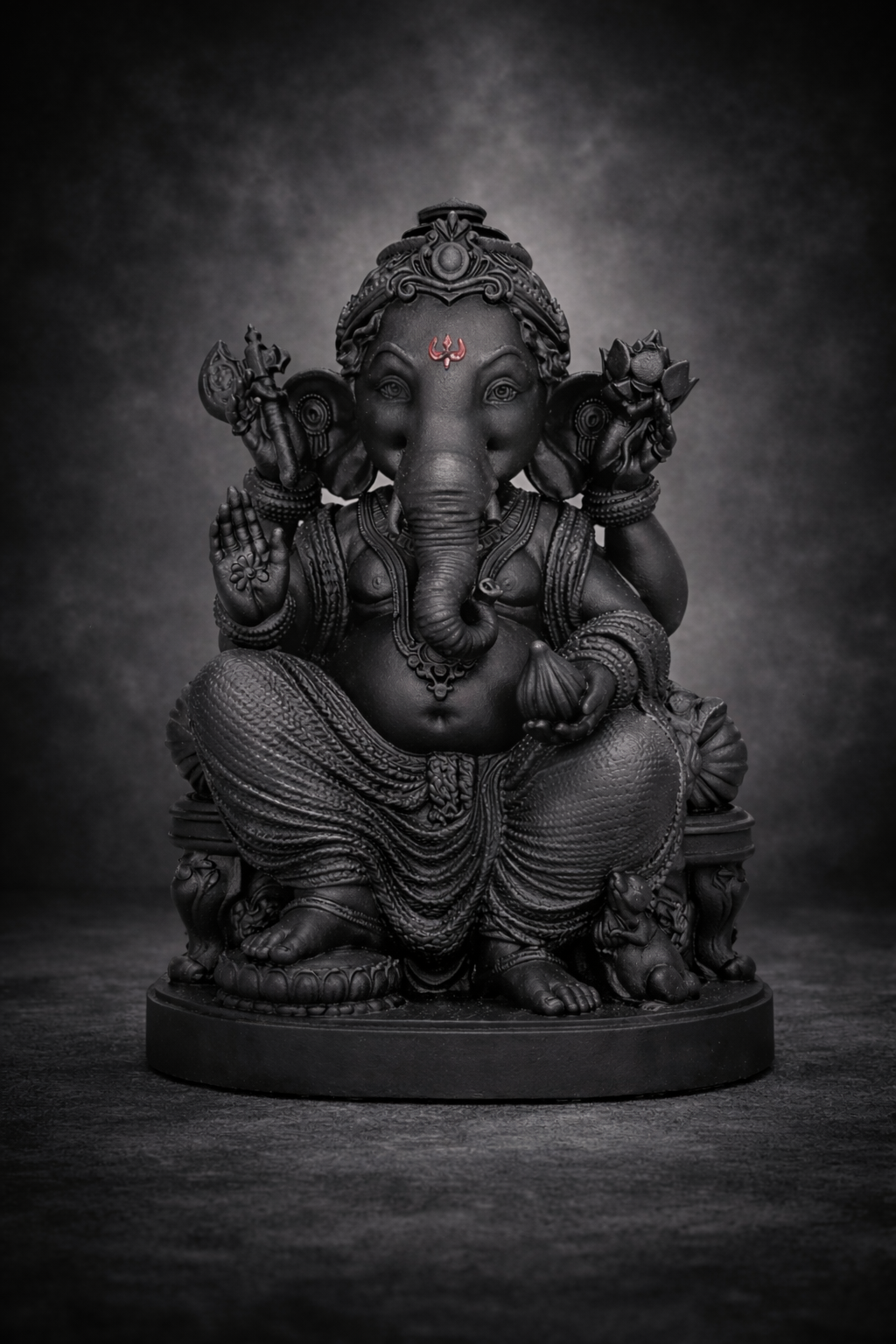 3D Printed Lord Ganpati Idol for Car Dashbaord Murti, Black