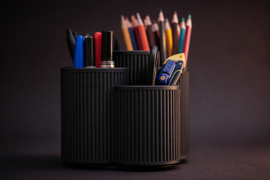3D Printed Rotating Desk Organizer with Multiple Compartments for Pens, Pencils & Office Supplies
