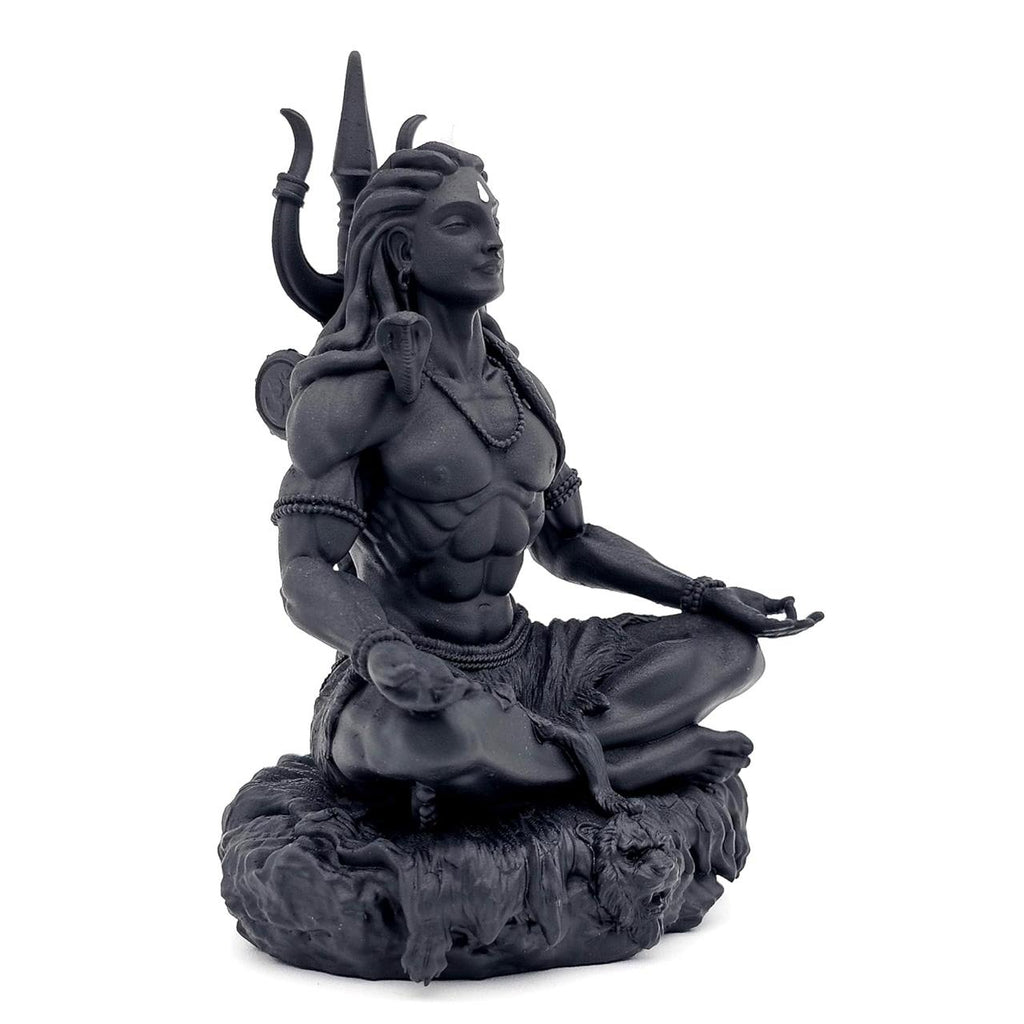 3D Printed Lord Shiva Meditating Statue – Premium Black Finish Decorative Idol