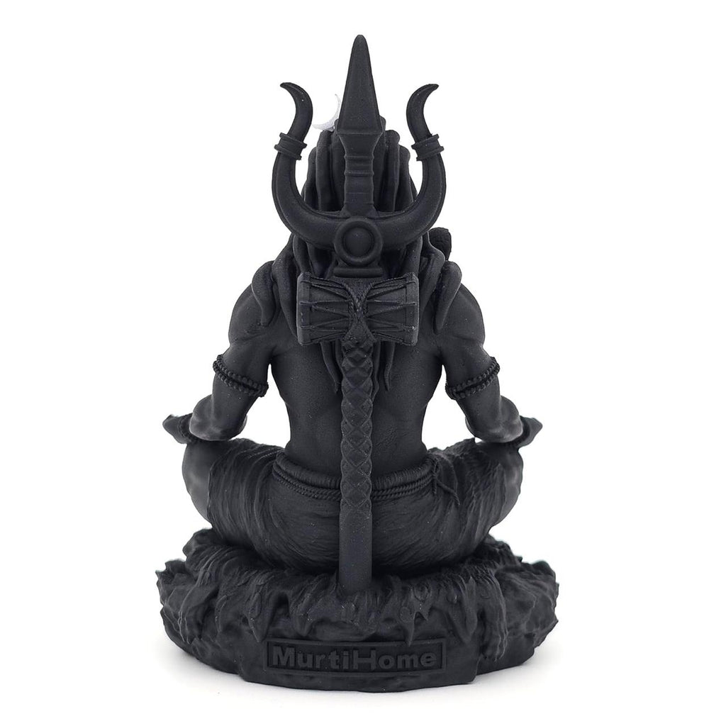 3D Printed Lord Shiva Meditating Statue – Premium Black Finish Decorative Idol