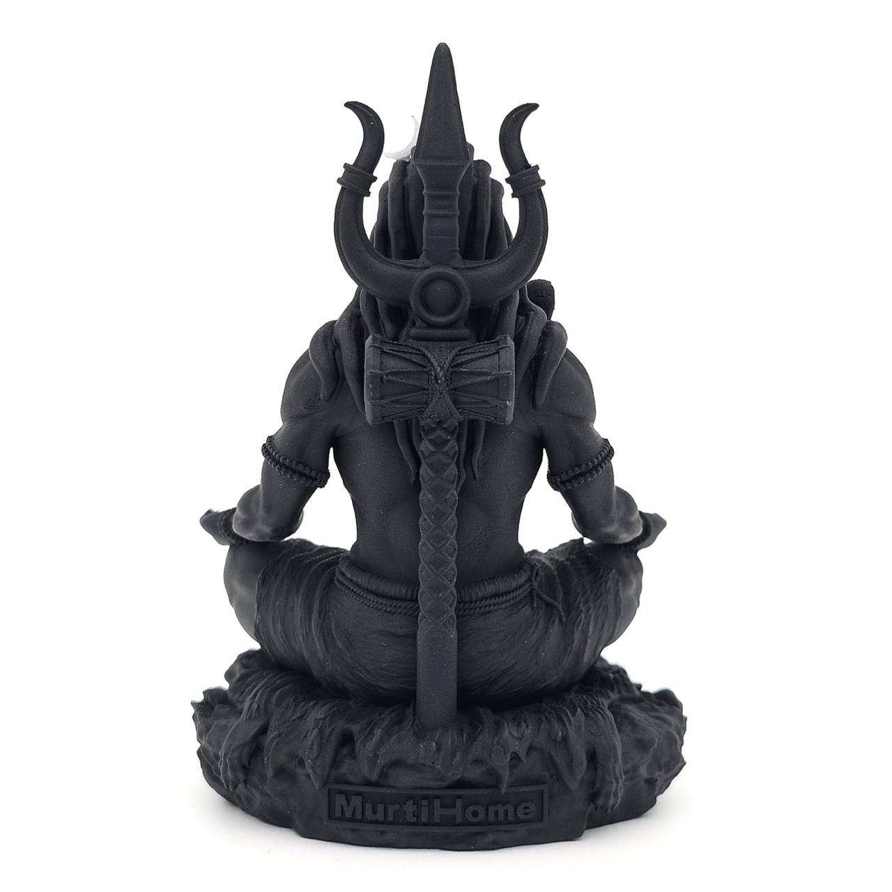 3D Printed Lord Shiva Meditating Statue – Premium Black Finish Decorative Idol