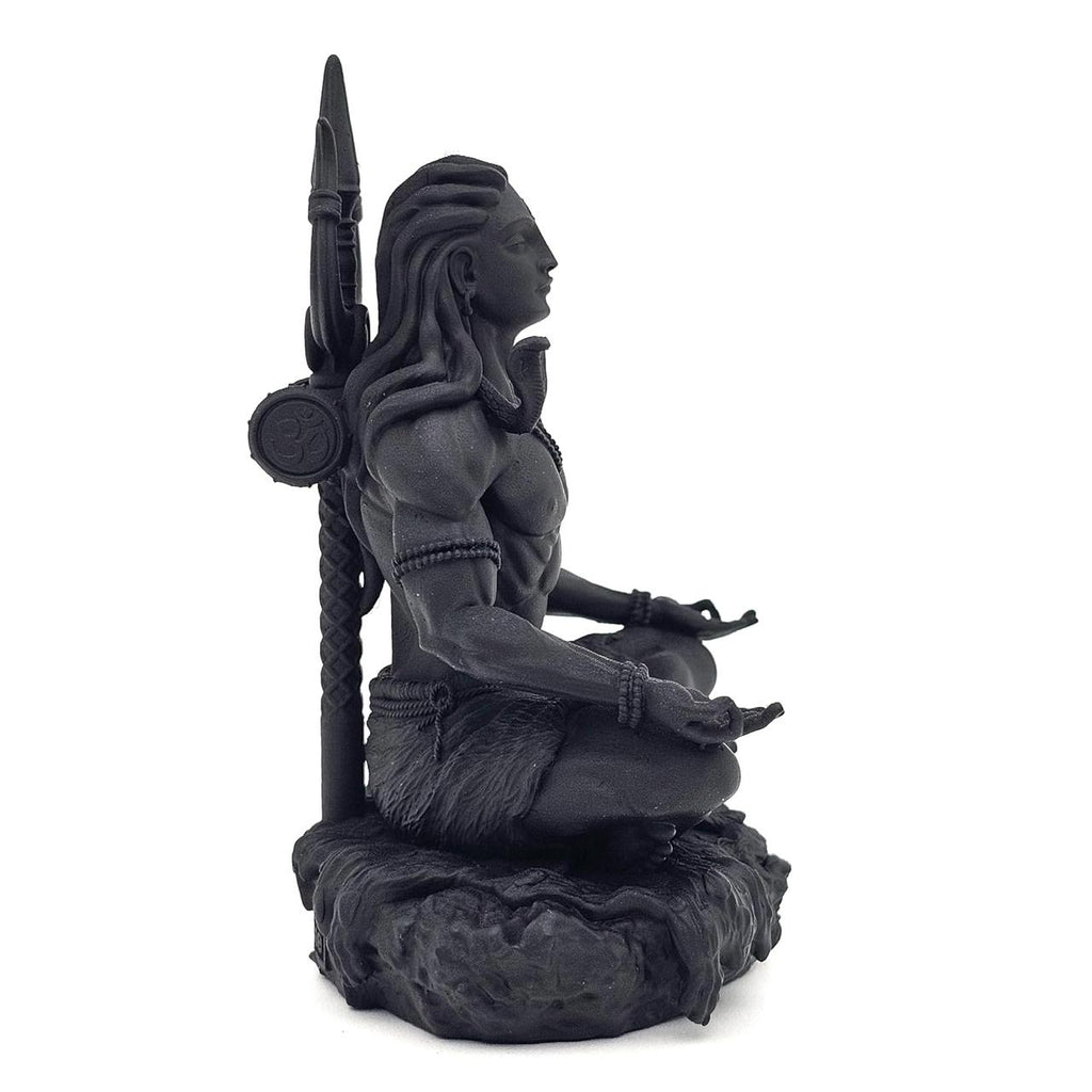 3D Printed Lord Shiva Meditating Statue – Premium Black Finish Decorative Idol