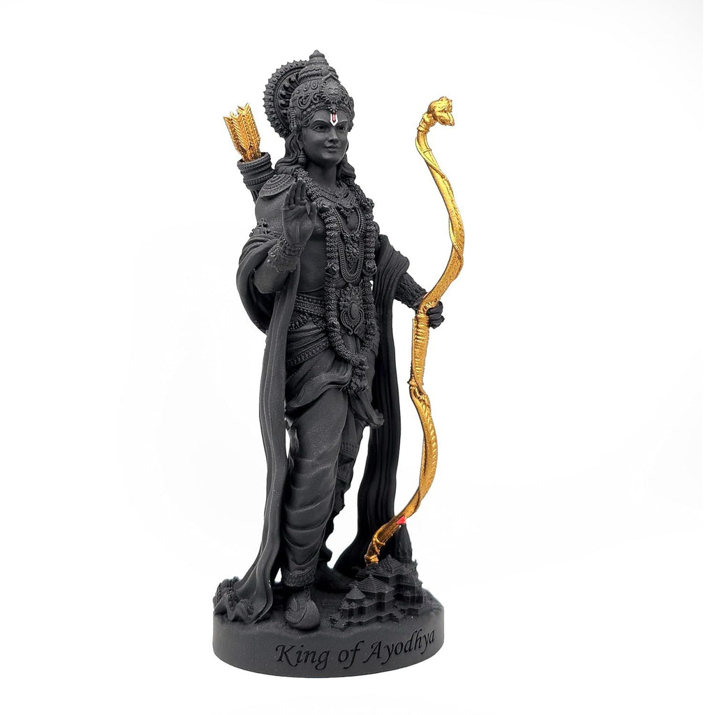 King of Ayodhya Shri Ram Murti, Black, 3D Printed