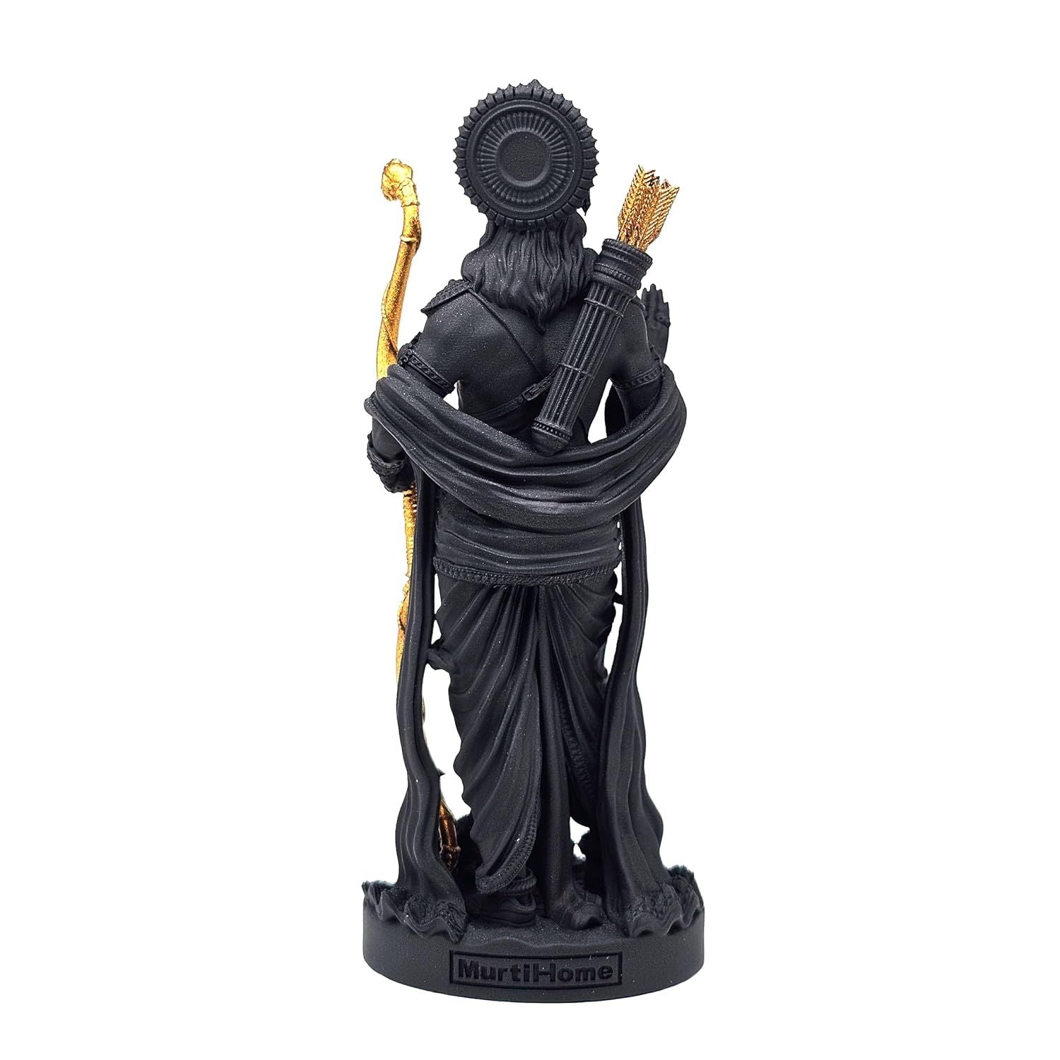 King of Ayodhya Shri Ram Murti, Black, 3D Printed