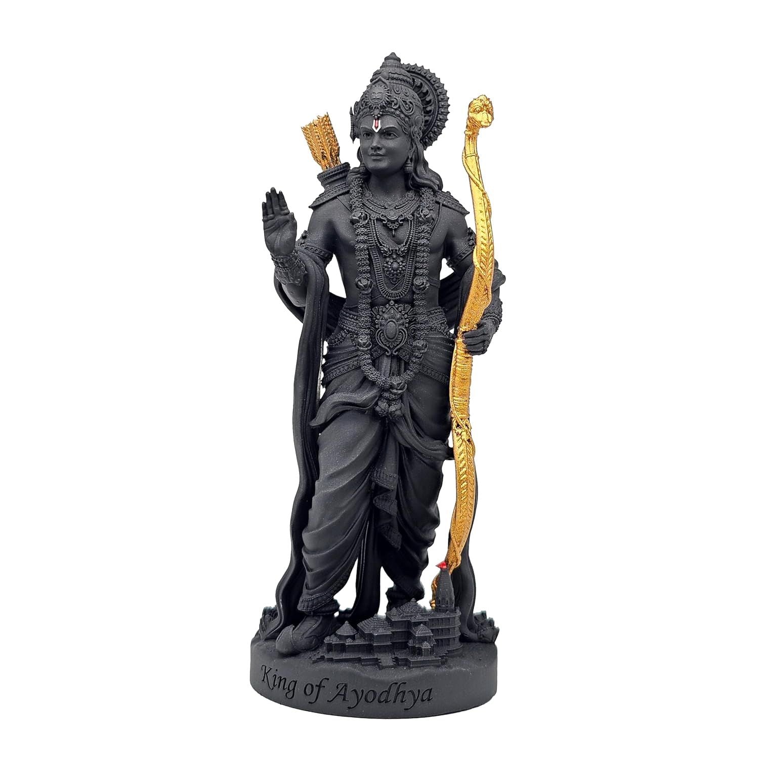 King of Ayodhya Shri Ram Murti, Black, 3D Printed