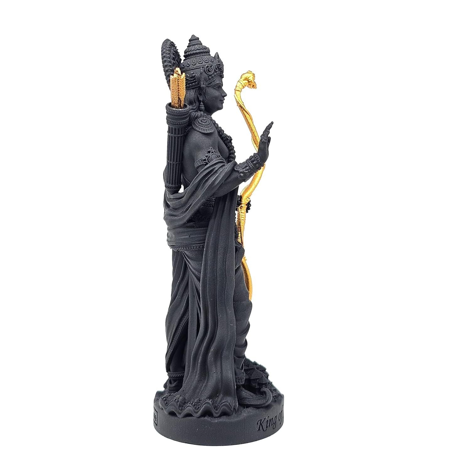 King of Ayodhya Shri Ram Murti, Black, 3D Printed